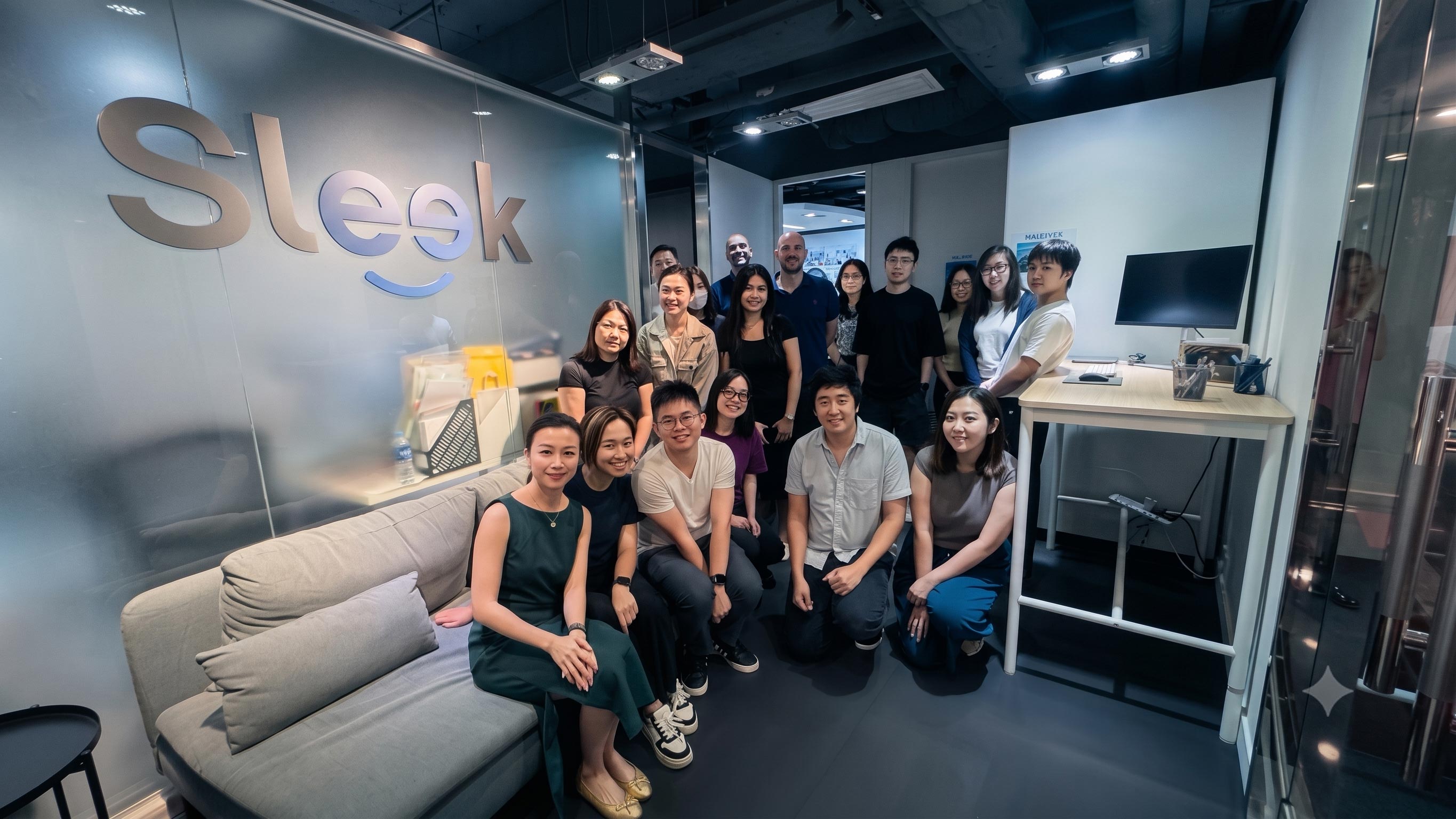 Mellissa Cheung with the Sleek team at their office after a wellness talk